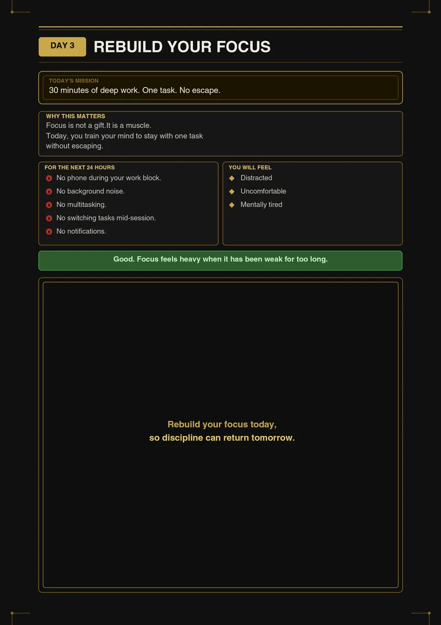 Day 3 Rebuild Your Focus page preview
